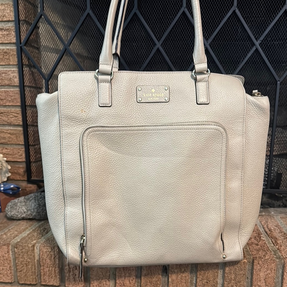 Kate Spade Cream Structured Tote Bag with Matte Finish